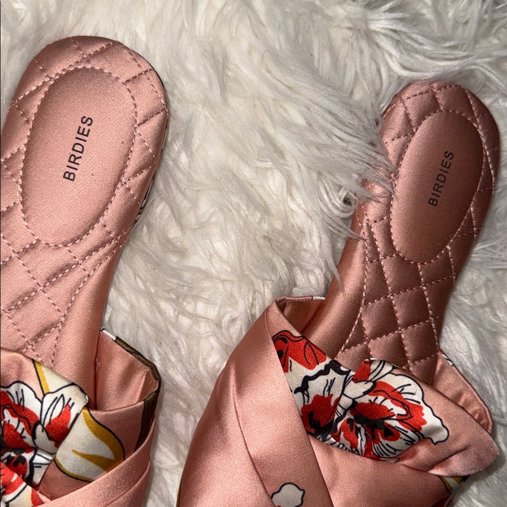 Birdies Songbird Mule Peach Floral Satin - Picture 6 of 7